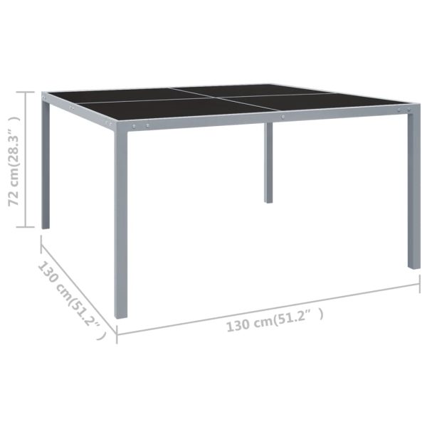 Tavolo Da Giardino 130x130x72 Cm Grigio In Acciaio E Vetro - Image 5