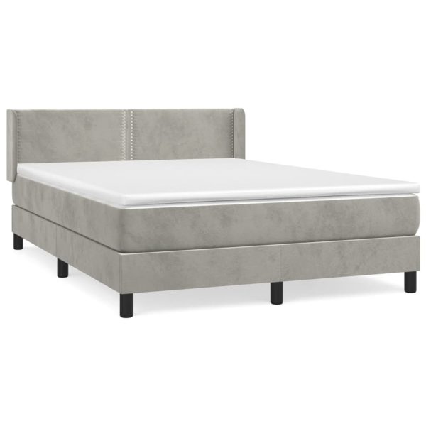 Giroletto A Molle Con Materasso Grigio Chiaro 140x190cm Velluto - Image 2