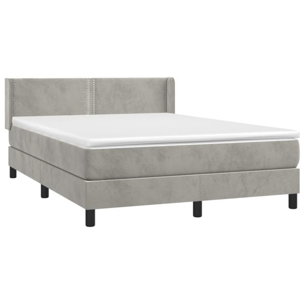 Giroletto A Molle Con Materasso Grigio Chiaro 140x190cm Velluto - Image 3