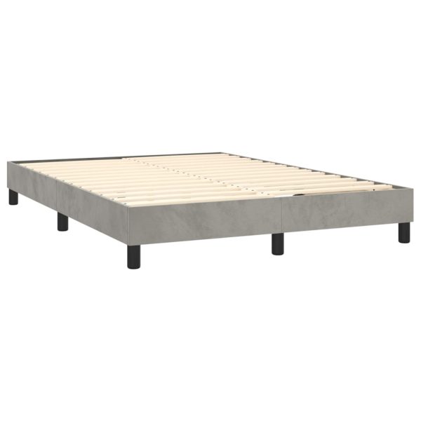 Giroletto A Molle Con Materasso Grigio Chiaro 140x190cm Velluto - Image 4