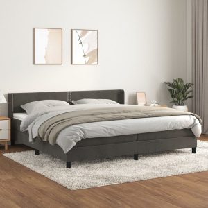 Giroletto A Molle Con Materasso Grigio Scuro 200x200 Cm Velluto