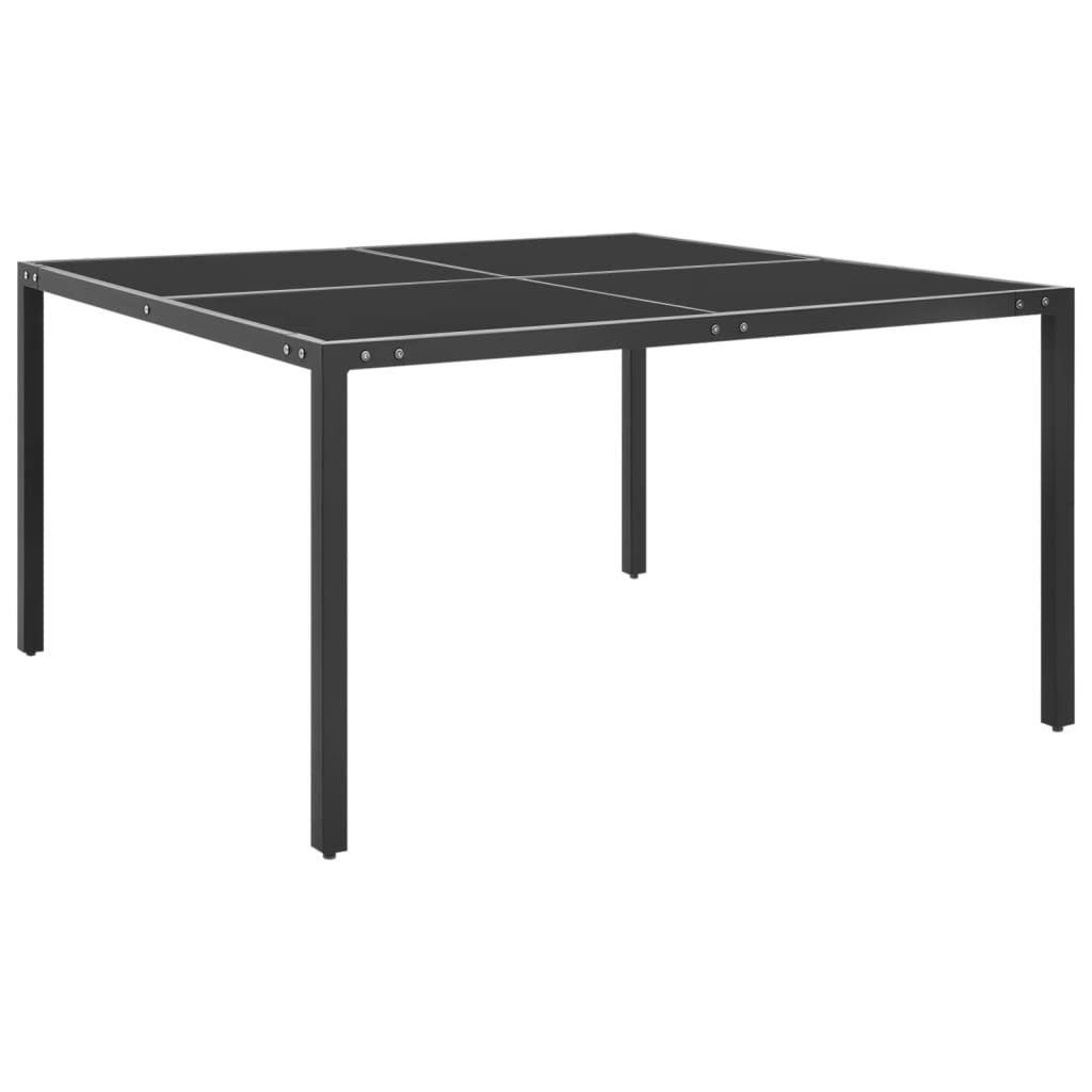Tavolo Da Giardino Antracite 130x130x72 Cm In Acciaio E Vetro