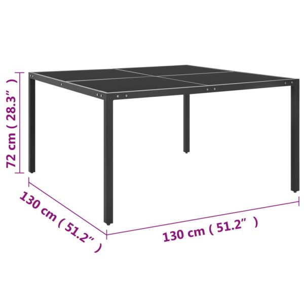 Tavolo Da Giardino Antracite 130x130x72 Cm In Acciaio E Vetro - Image 4