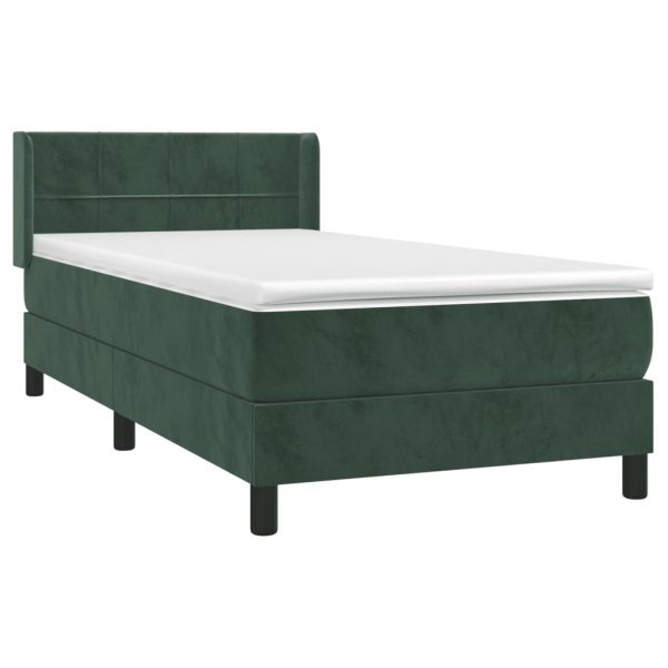 Giroletto A Molle Con Materasso Verde Scuro 90x200 Cm Velluto - Image 3