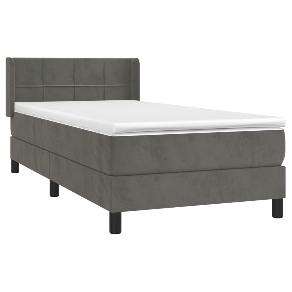Giroletto A Molle Con Materasso Grigio Scuro 100x200 Cm Velluto - Image 3