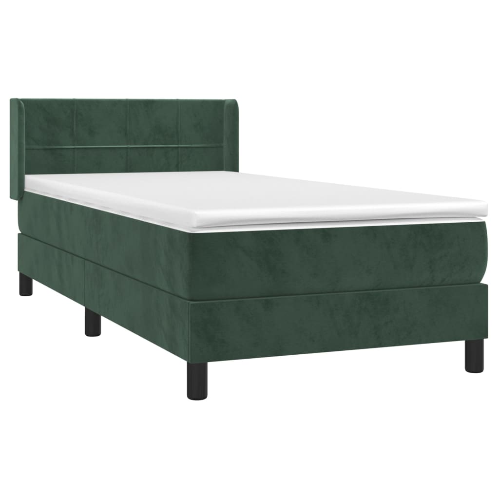 Giroletto A Molle Con Materasso Verde Scuro 100x200 Cm Velluto - Image 3