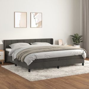 Giroletto A Molle Con Materasso Grigio Scuro 200x200 Cm Velluto