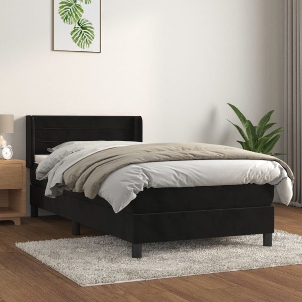 Giroletto A Molle Con Materasso Nero 80x200 Cm In Velluto