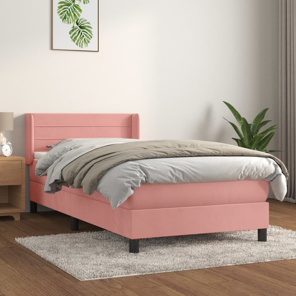 Giroletto A Molle Con Materasso Rosa 80x200 Cm In Velluto