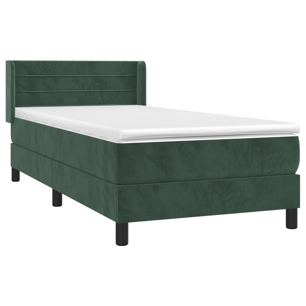 Giroletto A Molle Con Materasso Verde Scuro 90x190 Cm Velluto - Image 3