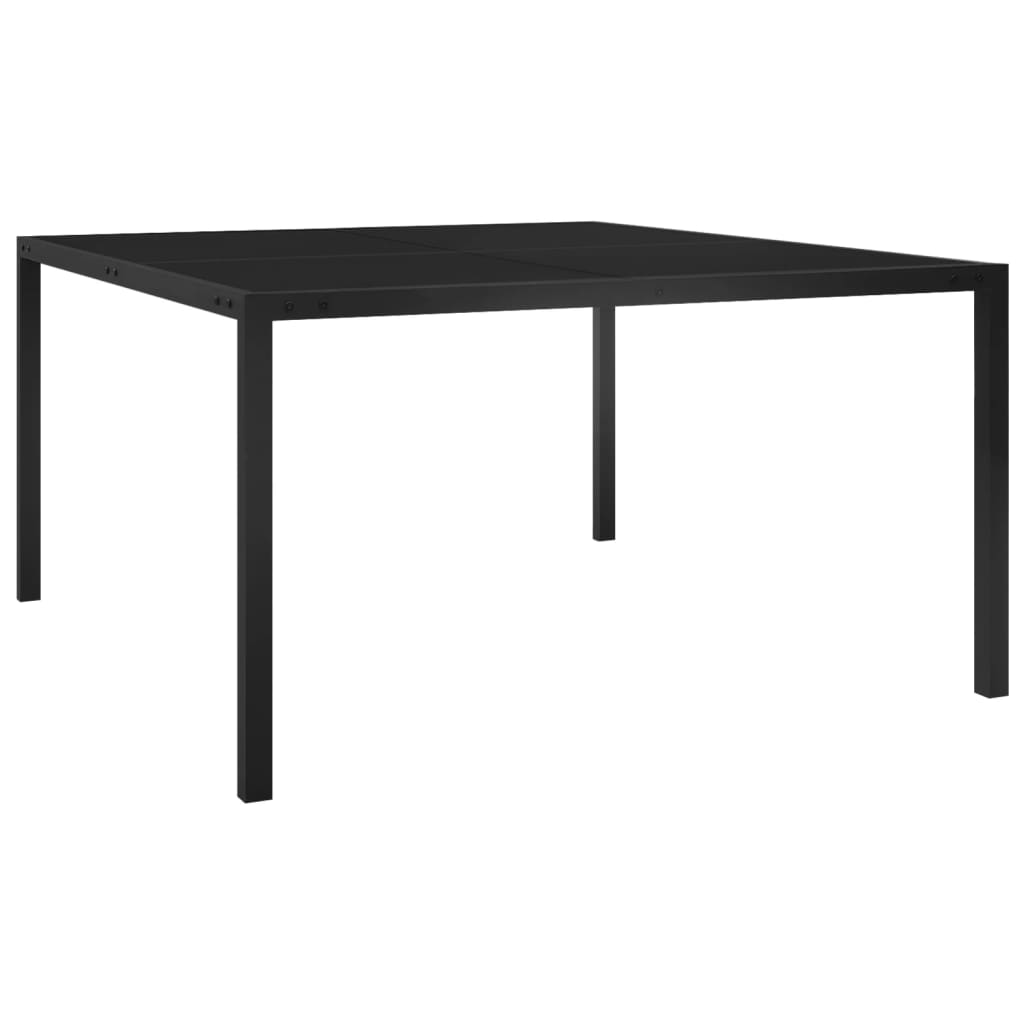 Tavolo Da Giardino 130x130x72 Cm Nero In Acciaio E Vetro