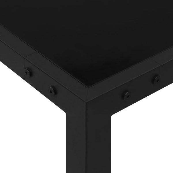Tavolo Da Giardino 130x130x72 Cm Nero In Acciaio E Vetro - Image 3