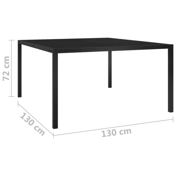 Tavolo Da Giardino 130x130x72 Cm Nero In Acciaio E Vetro - Image 6