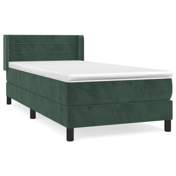 Giroletto A Molle Con Materasso Verde Scuro 100x200 Cm Velluto - Image 2