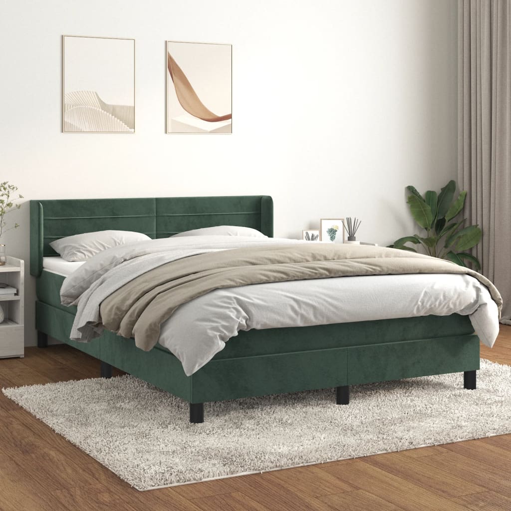Giroletto A Molle Con Materasso Verde Scuro 140x200 Cm Velluto