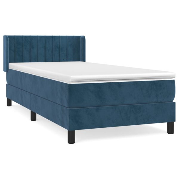 Giroletto A Molle Con Materasso Blu Scuro 80x200 Cm In Velluto - Image 2
