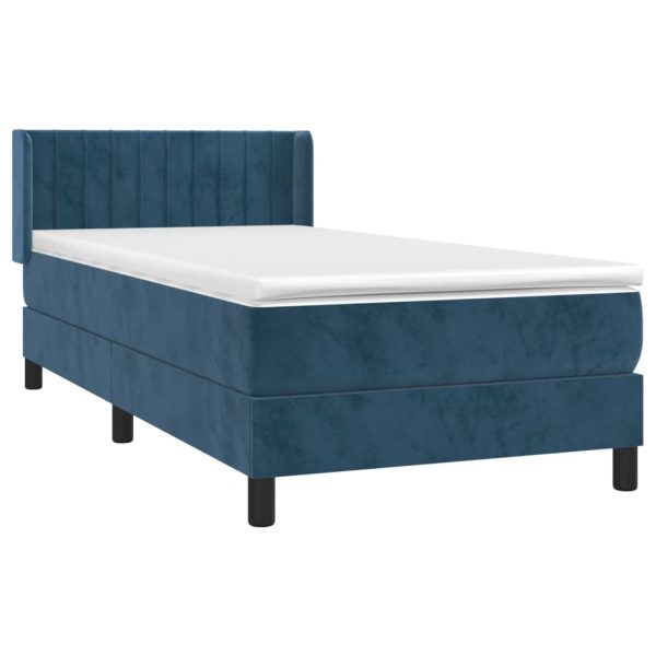 Giroletto A Molle Con Materasso Blu Scuro 80x200 Cm In Velluto - Image 3