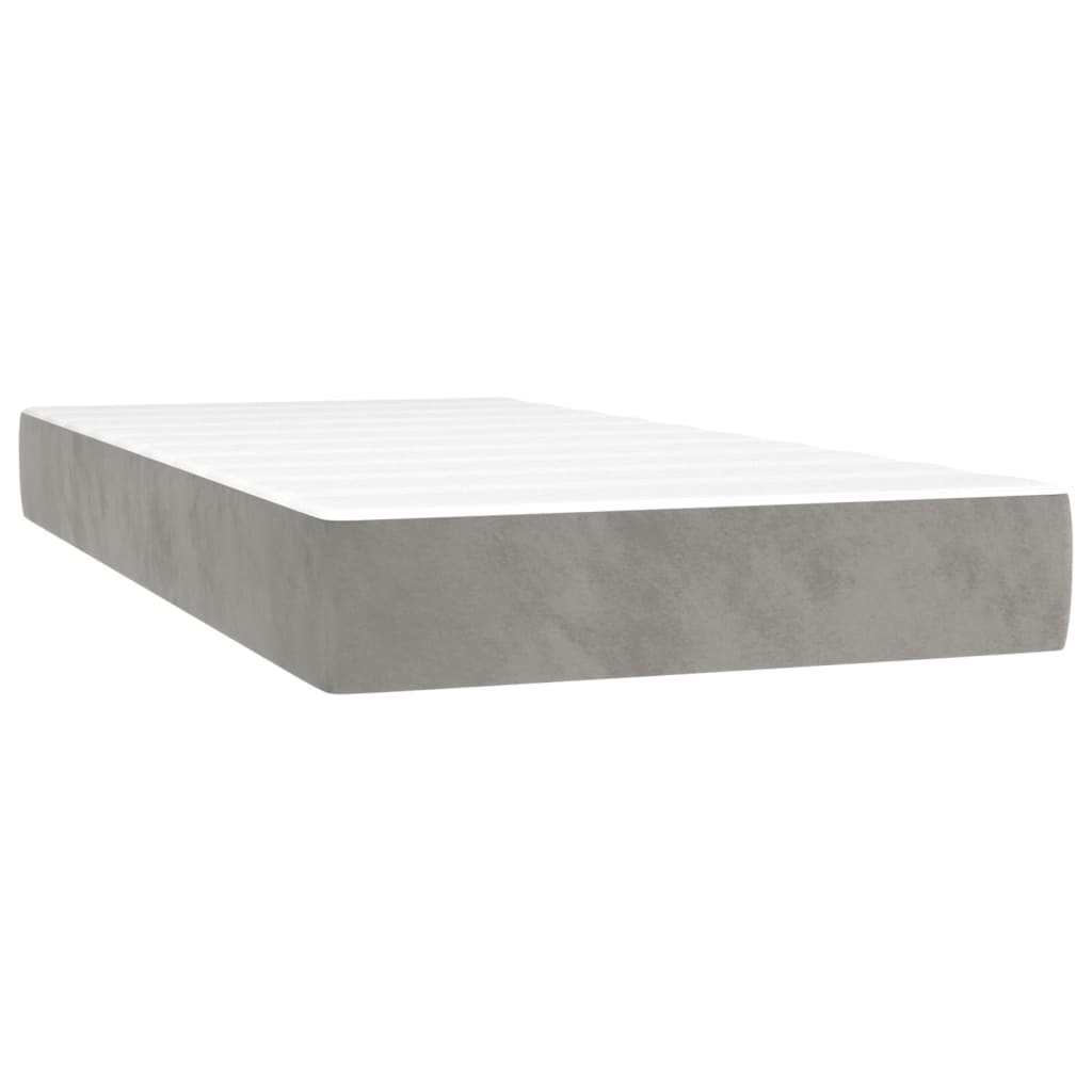 Giroletto A Molle Con Materasso Grigio Chiaro 90x190 Cm Velluto - Image 5