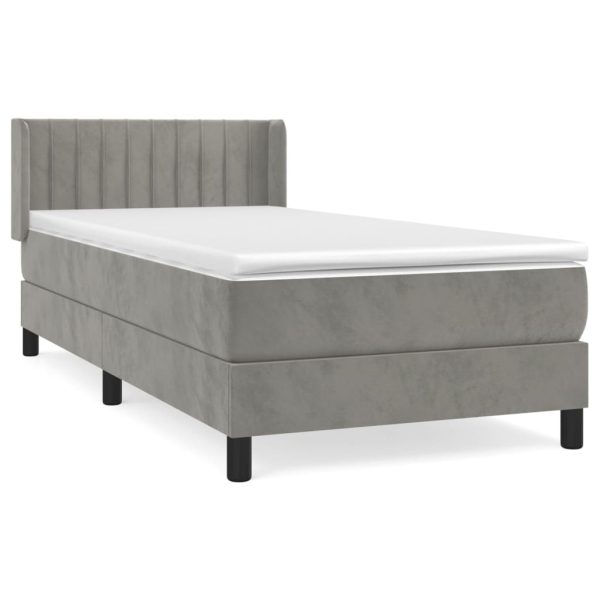 Giroletto A Molle Con Materasso Grigio Chiaro 100x200cm Velluto - Image 2