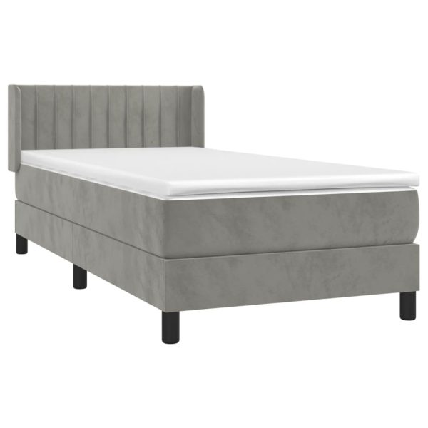 Giroletto A Molle Con Materasso Grigio Chiaro 100x200cm Velluto - Image 3