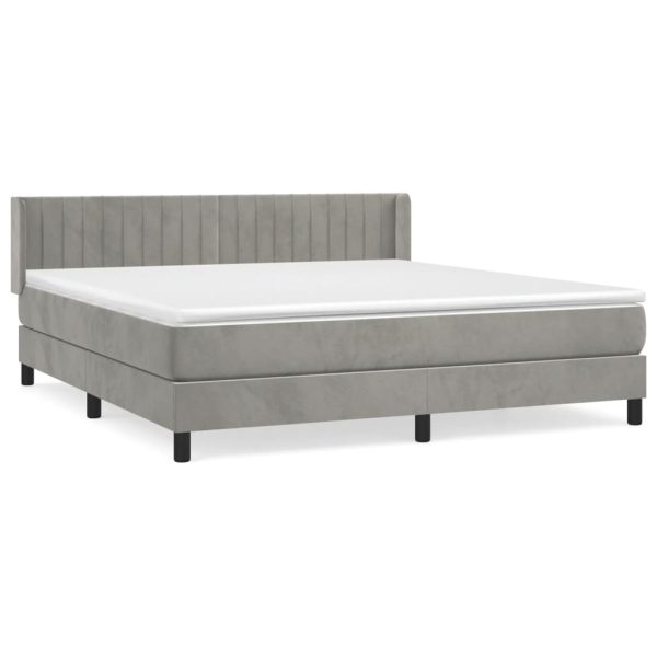 Giroletto A Molle Con Materasso Grigio Chiaro 160x200cm Velluto - Image 2