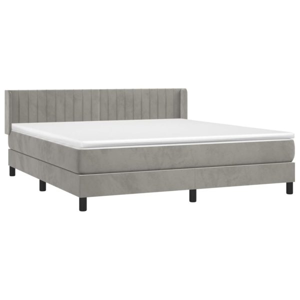 Giroletto A Molle Con Materasso Grigio Chiaro 160x200cm Velluto - Image 3