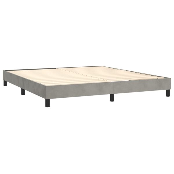 Giroletto A Molle Con Materasso Grigio Chiaro 160x200cm Velluto - Image 4