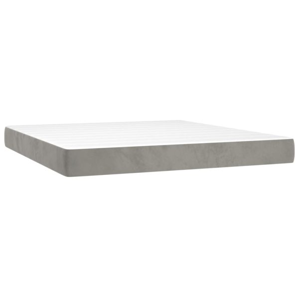 Giroletto A Molle Con Materasso Grigio Chiaro 160x200cm Velluto - Image 5