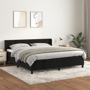 Giroletto A Molle Con Materasso Nero 180x200 Cm In Velluto
