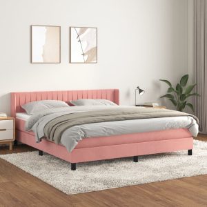 Giroletto A Molle Con Materasso Rosa 180x200 Cm In Velluto