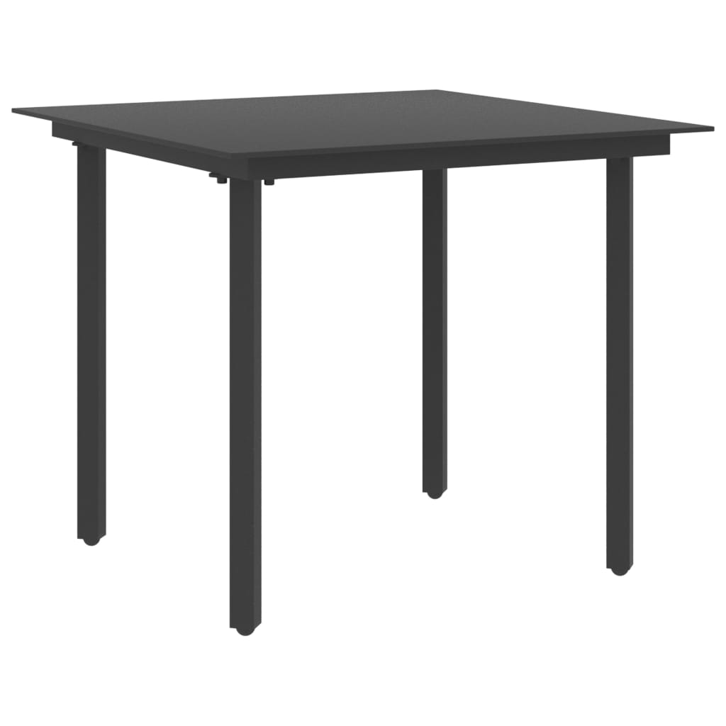 Tavolo Da Giardino Nero 80x80x74 Cm In Acciaio E Vetro