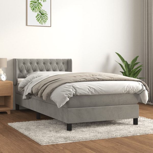 Giroletto A Molle Con Materasso Grigio Chiaro 100x200cm Velluto