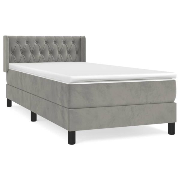 Giroletto A Molle Con Materasso Grigio Chiaro 100x200cm Velluto - Image 2