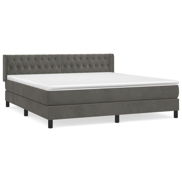 Giroletto A Molle Con Materasso Grigio Scuro 160x200 Cm Velluto - Image 2
