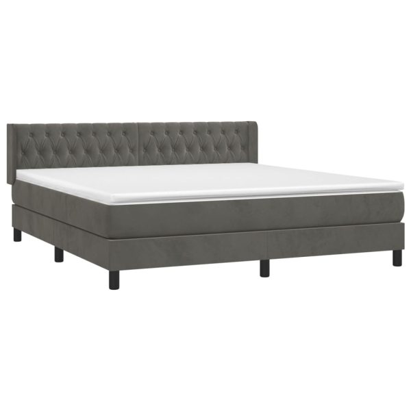Giroletto A Molle Con Materasso Grigio Scuro 160x200 Cm Velluto - Image 3