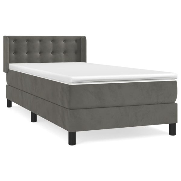 Giroletto A Molle Con Materasso Grigio Scuro 80x200 Cm Velluto - Image 2