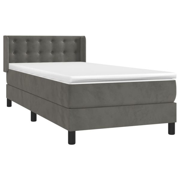 Giroletto A Molle Con Materasso Grigio Scuro 80x200 Cm Velluto - Image 3