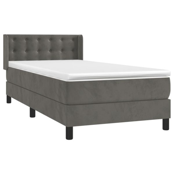 Giroletto A Molle Con Materasso Grigio Scuro 90x200 Cm Velluto - Image 3