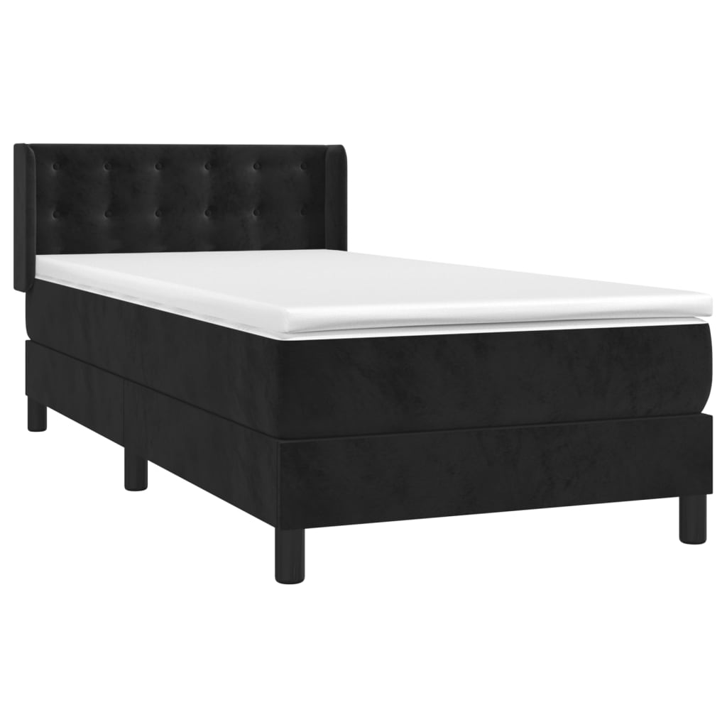 Giroletto A Molle Con Materasso Nero 90x200 Cm In Velluto - Image 3