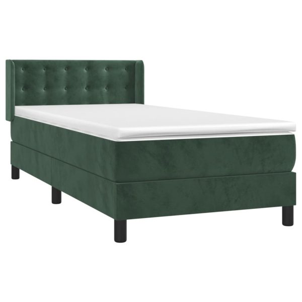 Giroletto A Molle Con Materasso Verde Scuro 100x200 Cm Velluto - Image 3
