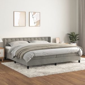 Giroletto A Molle Con Materasso Grigio Chiaro 200x200cm Velluto