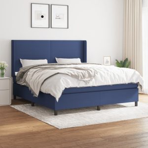Giroletto A Molle Con Materasso Blu 160x200 Cm In Tessuto