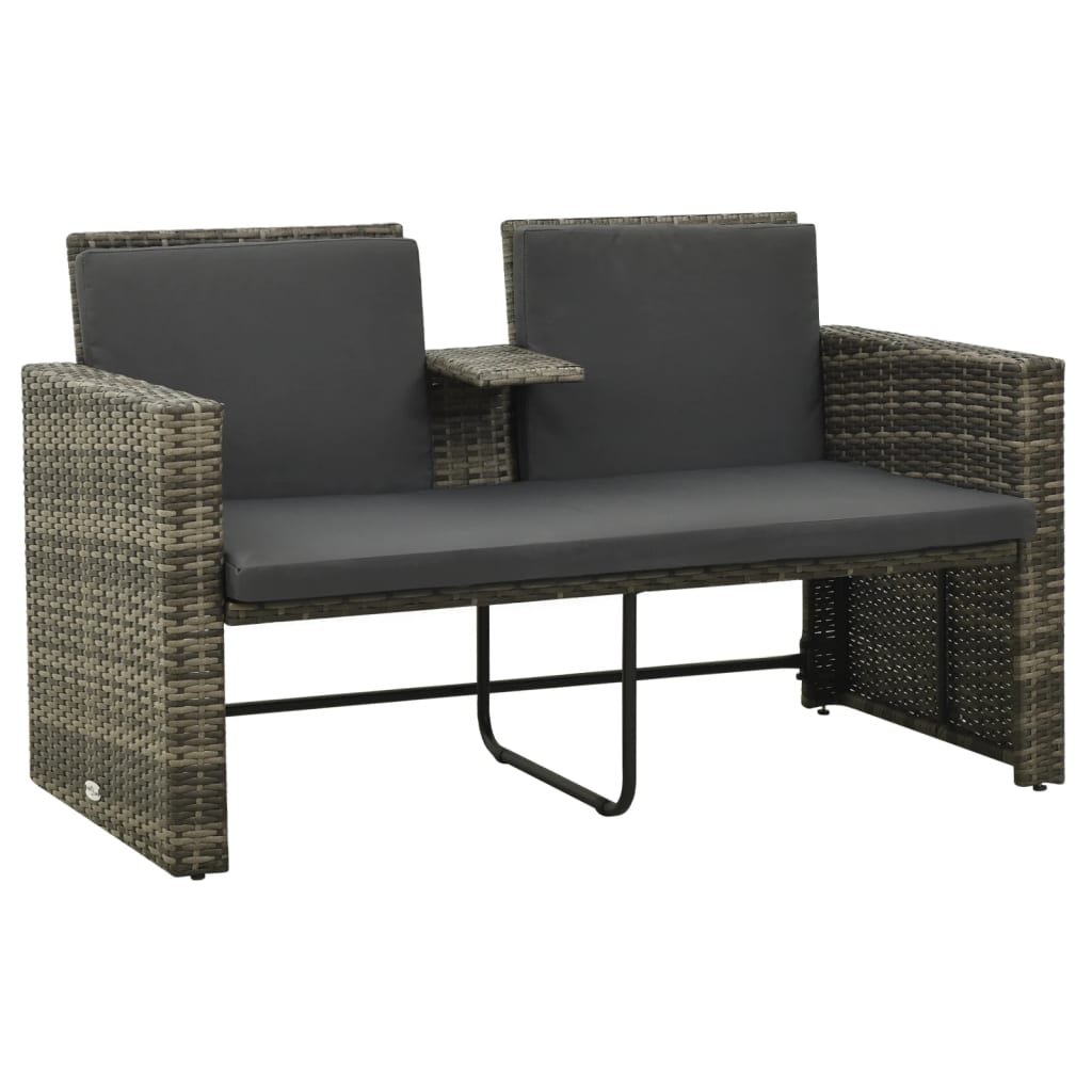 Set Divani Da Giardino 3 Pz Con Cuscini In Polyrattan Grigio - Image 4