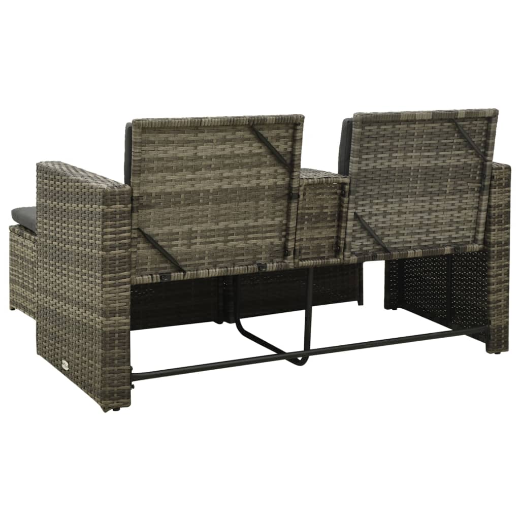 Set Divani Da Giardino 3 Pz Con Cuscini In Polyrattan Grigio - Image 5