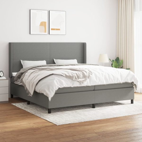 Giroletto A Molle Con Materasso Grigio Scuro 200x200 Cm Tessuto