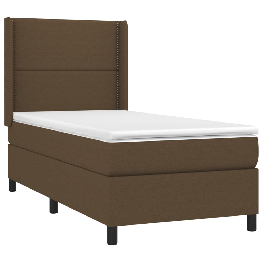 Giroletto A Molle Con Materasso Marrone Scuro 90x200 Cm Tessuto - Image 3