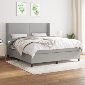 Giroletto A Molle Con Materasso Grigio Chiaro160x200 Cm Tessuto