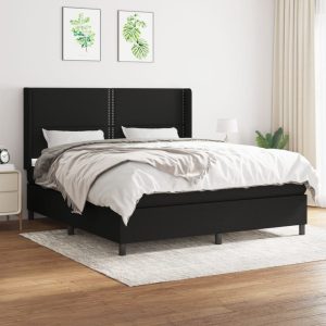 Giroletto A Molle Con Materasso Nero 160x200 Cm In Tessuto