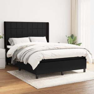 Giroletto A Molle Con Materasso Nero 140x190 Cm In Tessuto