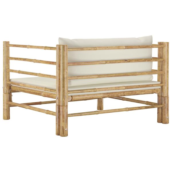 Divano Da Giardino Con Cuscini Bianco Crema In Bambù - Image 4